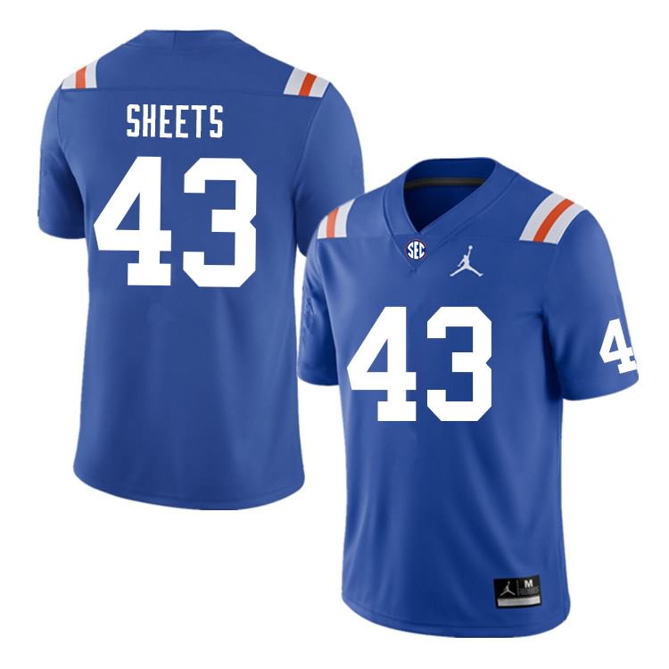 NCAA Florida Gators Jake Sheets Men's #43 Nike Blue Throwback Stitched Authentic College Football Jersey LXB6164CZ